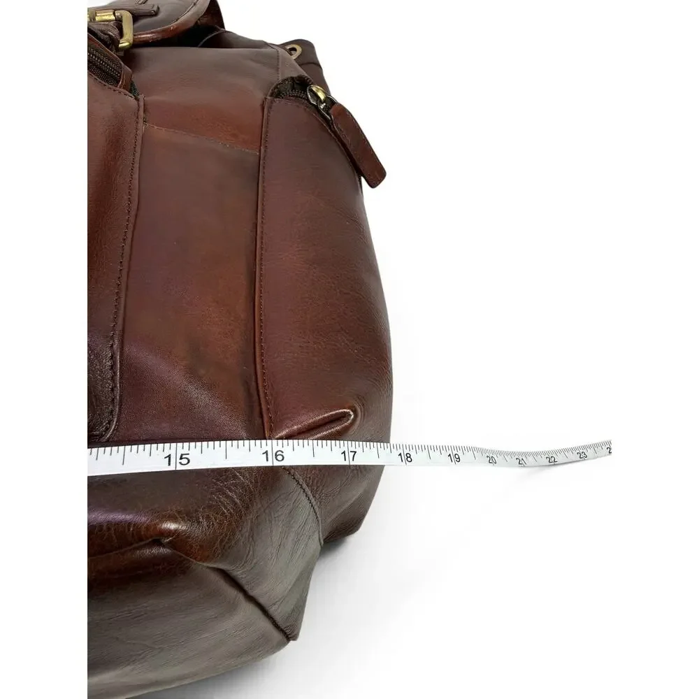 Bosca Leather Backpack Mens Large 40L Laptop Travel Bag Brown Full Grain Utility